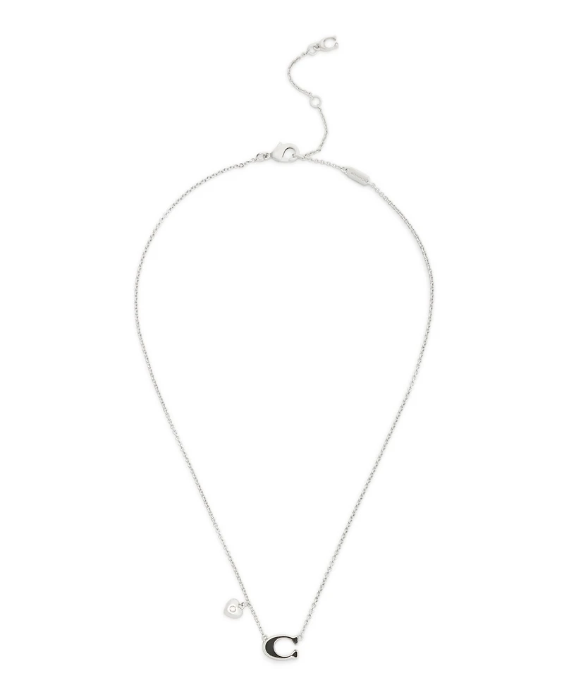 Coach Faux Stone Signature C Heart Necklace
