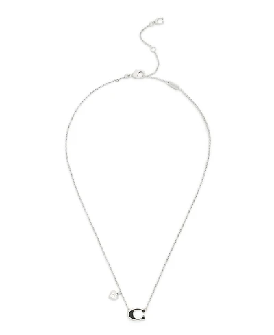 Coach Faux Stone Signature C Heart Necklace