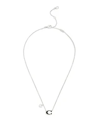 Coach Faux Stone Signature C Heart Necklace