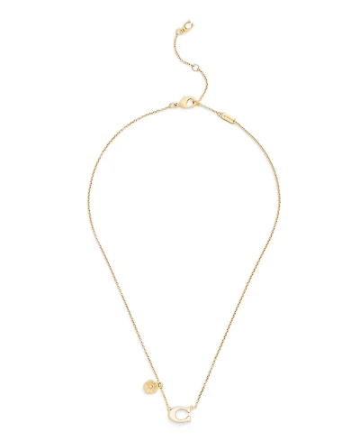 Coach Faux Stone Signature C Tea Rose Necklace