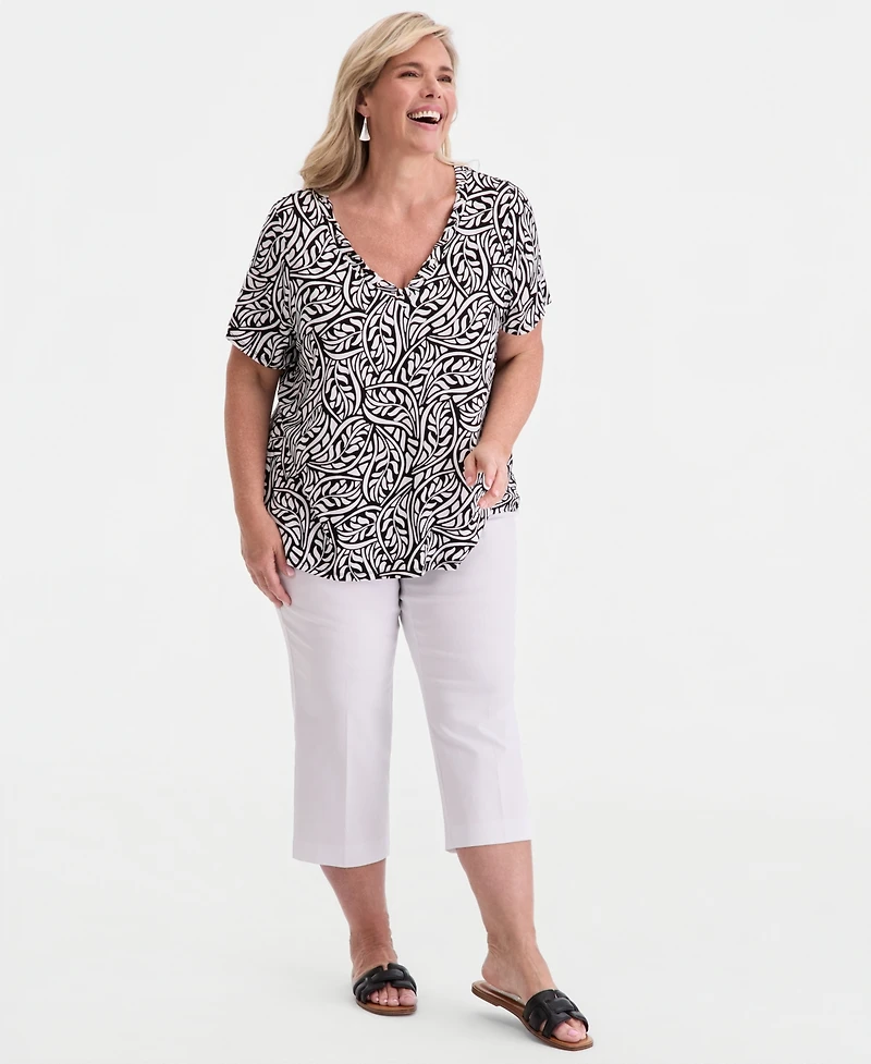 Jm Collection Plus V-Neck T-Shirt, Macy's Exclusive