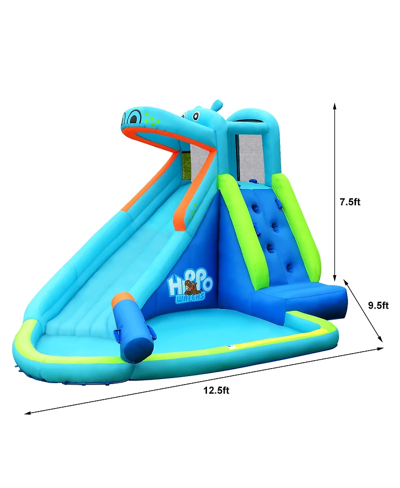 Skonyon Hippo Inflatable Water Slide Bounce House with 740W Blower