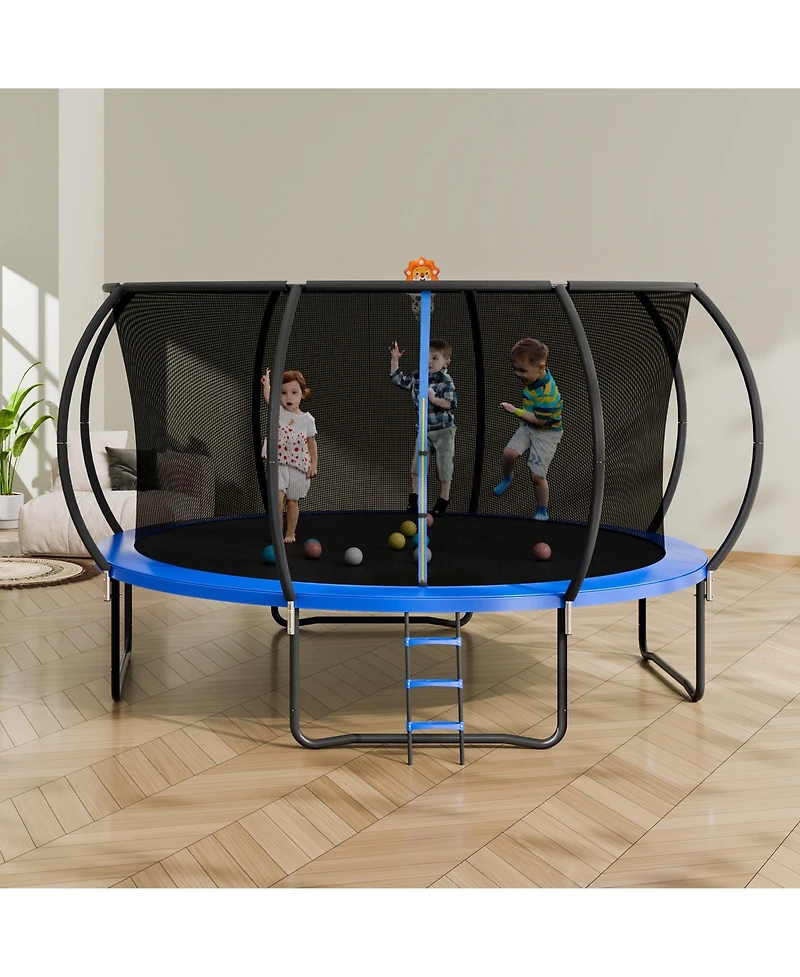 Sugift 14FT Heavy Duty Trampoline with Net Ladder and Curved Poles