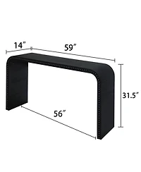 Boyel Living 59" Wood Console Table, Curved Waterfall Entryway Table with Beads