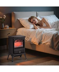 22.8" Freestanding Electric Fireplace Stove Heater 1500W Realistic Flames