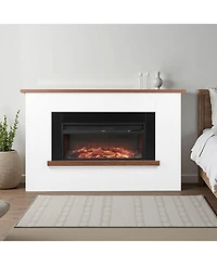 65.5" Freestanding Electric Fireplace Stove Heater with Mantel 1500W