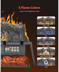 Electric Fireplace Log 25" Insert Heater with Remote Flames Timer Black