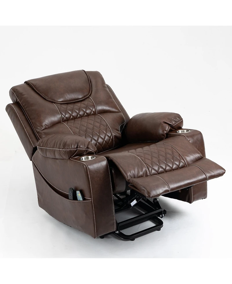 Boyel Living Velvet Recliner Chair with 2 Cup Holder, Lounge Power Lift Relax Sofa
