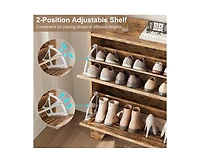 gaomon Shoe Storage Cabinet with 2 Flip Drawers, Narrow Shoe Cabinet for Entryway, Freestanding Hidden Slim Shoe Organizer Cabinet with Hooks