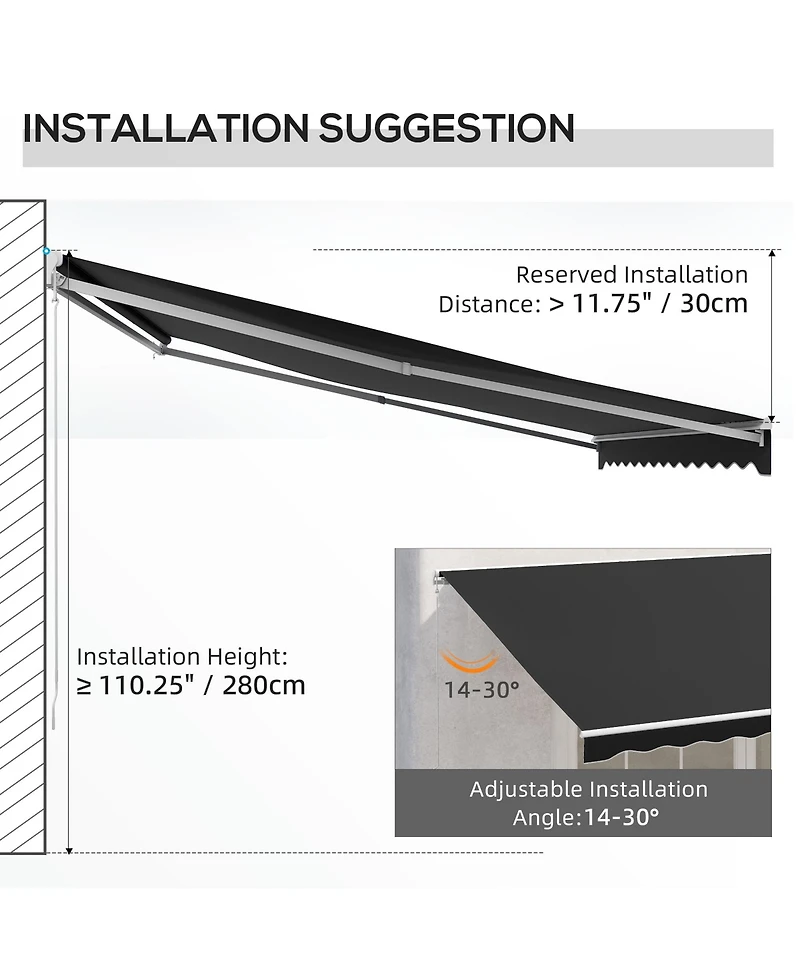 Outsunny 12' x 10' Electric Retractable Awning w/ Remote Controller