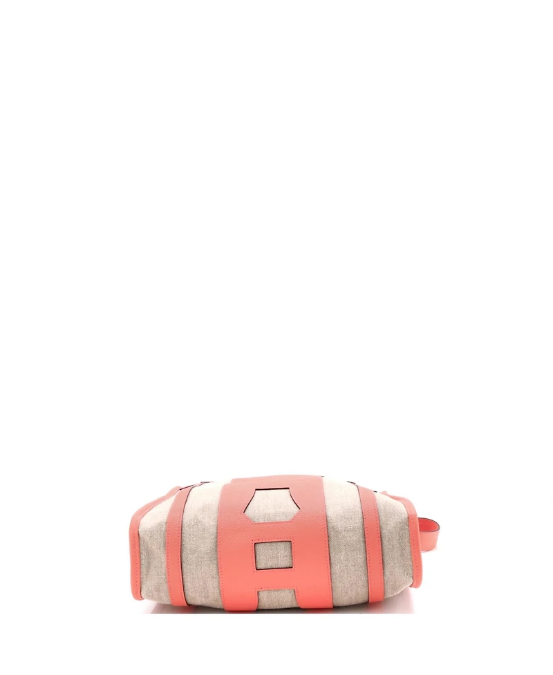 Pre-Owned HERMES Pm Petit H Bell Tote Toile and Leather