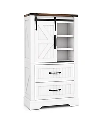 Volenca Farmhouse Freestanding Bathroom Floor Cabinet, Wood Storage Organizer