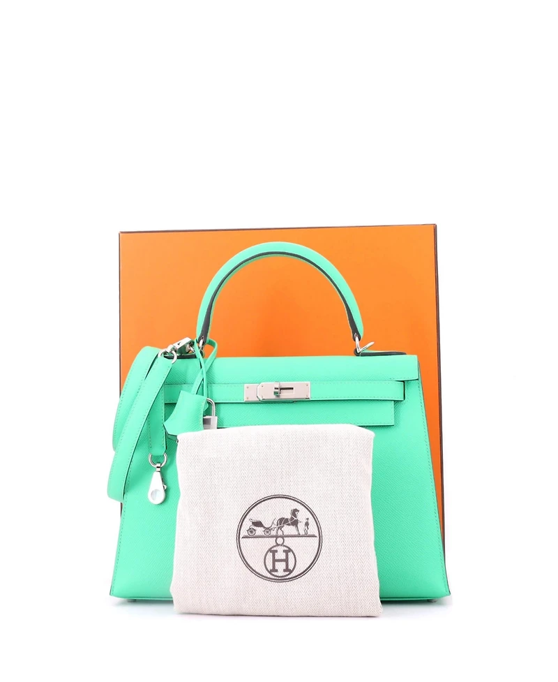 Pre-Owned HERMES Kelly 28 Handbag Epsom with Palladium Hardware