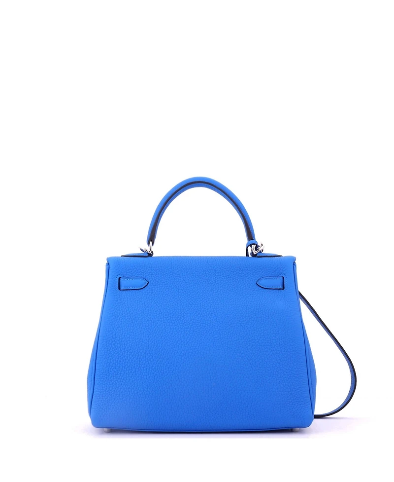 Pre-Owned HERMES Kelly 25 Handbag Blue Togo with Palladium Hardware