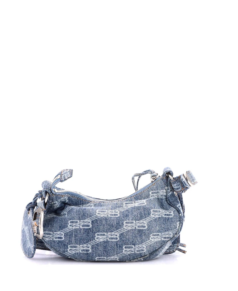 Pre-Owned Balenciaga Xs Le Cagole Giant Studs Shoulder Bag Bb Denim