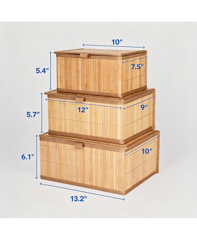 Yigii Bamboo Decorative Storage Bins Set of 3