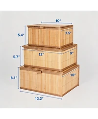 Yigii Bamboo Decorative Storage Bins Set of 3