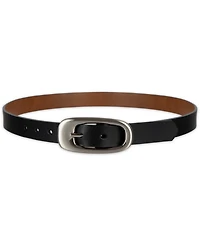 Calvin Klein Reversible Leather Puffed Oval Center-Bar Buckle Belt