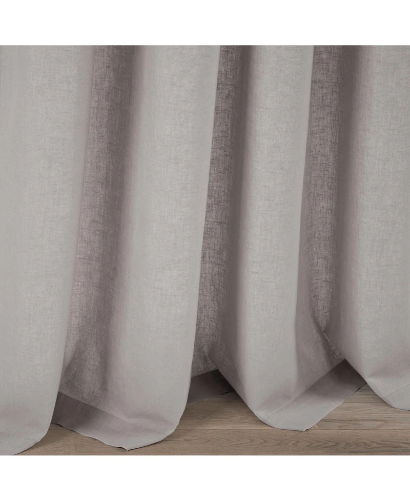 Lush Decor Belgian Flax Prewashed Linen Rich Cotton Blend Window Curtain Panel Single Gray 50x84