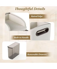 Volenca Narrow 6-Tier Bathroom Cabinet with Drawers and Built-In Tissue Box