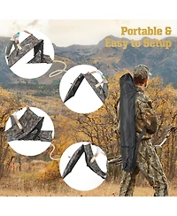 Mecale Pop-Up 2-Panel Ground Blind Fence with 3 Shoot-Through Ports, Hunting Screen