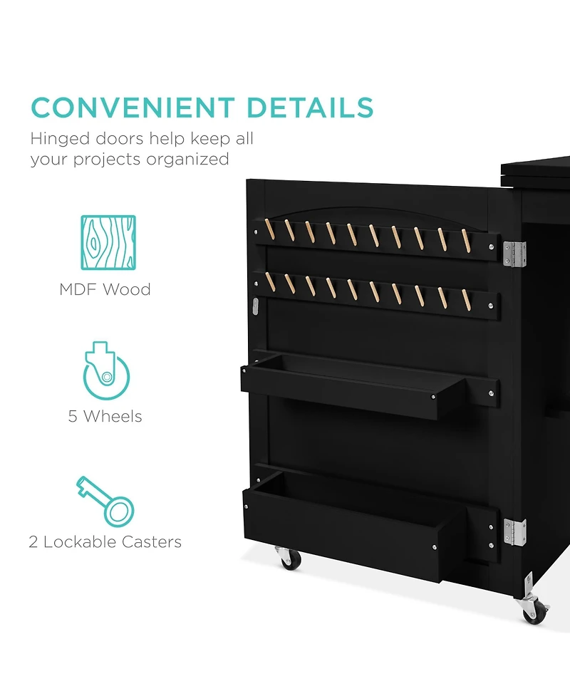 Best Choice Products Sewing Machine Table & Desk w/ Craft Storage and Trays