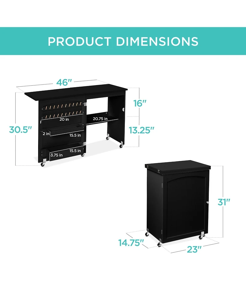 Best Choice Products Sewing Machine Table & Desk w/ Craft Storage and Trays