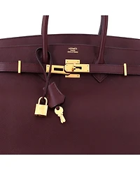 Pre-Owned HERMES Birkin 35 Handbag Red Epsom with Gold Hardware