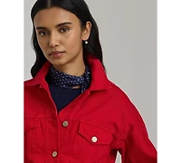 Lauren Ralph Women's Denim Wedge Spread Collar Trucker Jacket