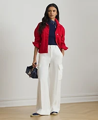 Lauren Ralph Women's Denim Wedge Spread Collar Trucker Jacket