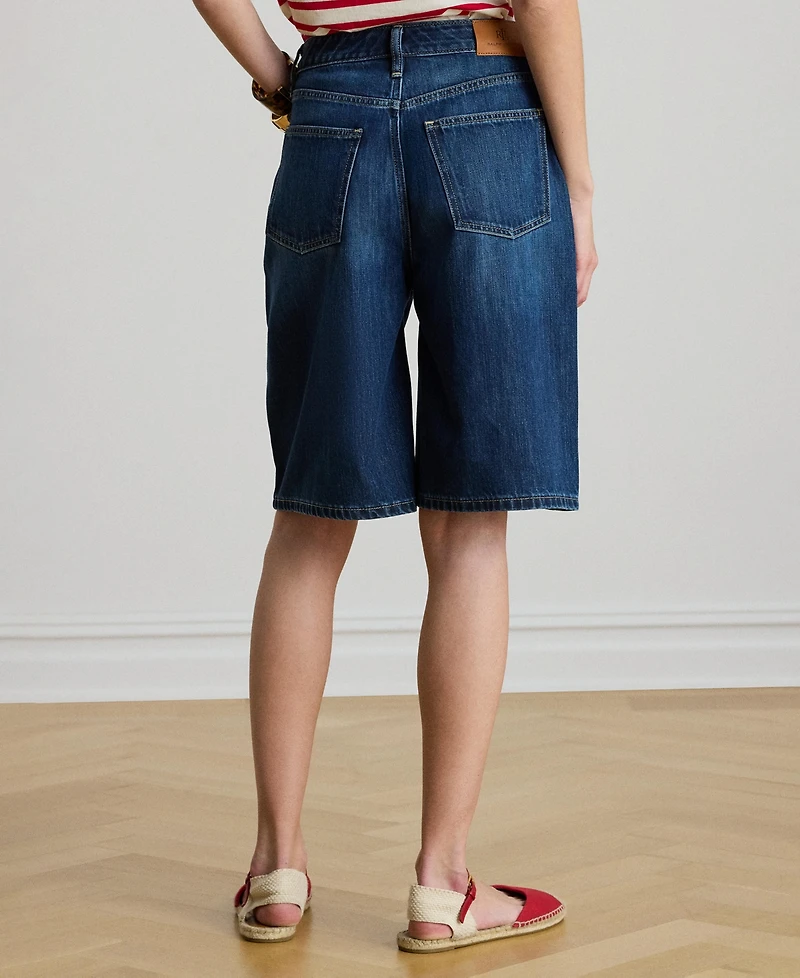 Lauren Ralph Women's Denim Wide-Leg Bermuda Shorts