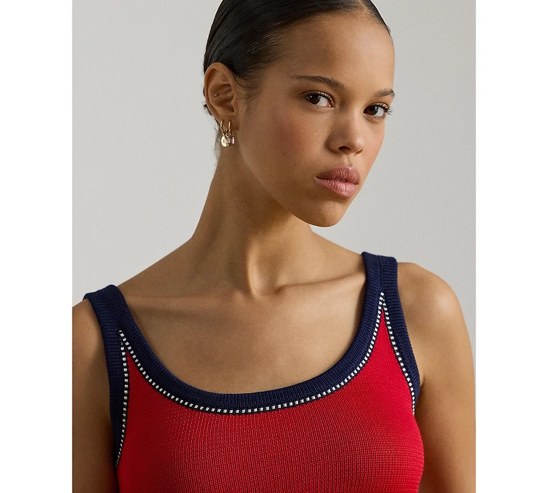 Lauren Ralph Women's Two-Tone Scoop Neck Sweater Tank Top