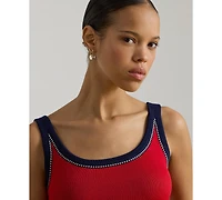 Lauren Ralph Women's Two-Tone Scoop Neck Sweater Tank Top