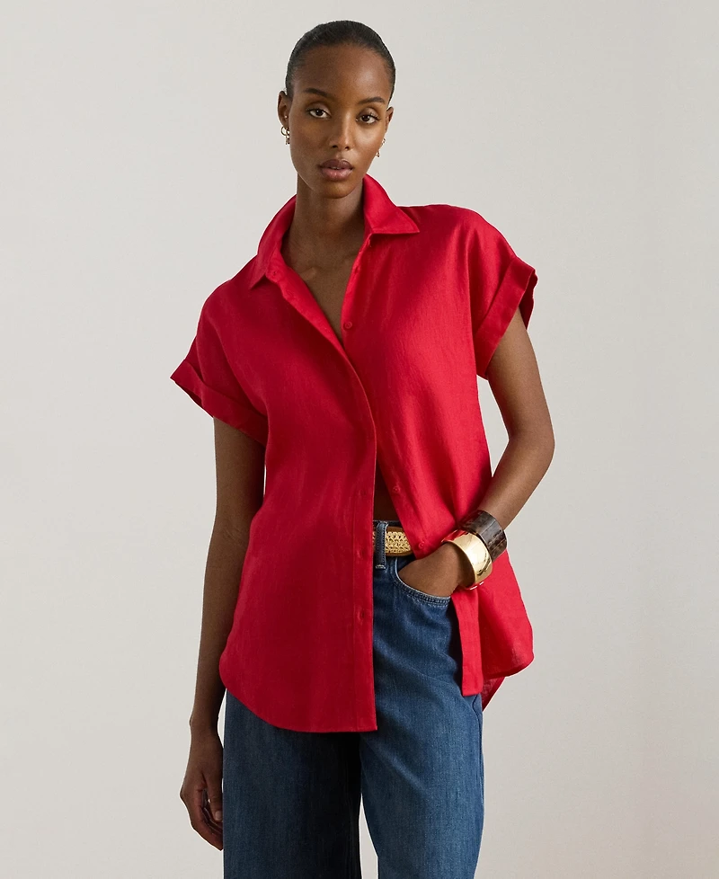 Lauren Ralph Dolman-Sleeve 100% Linen Shirt