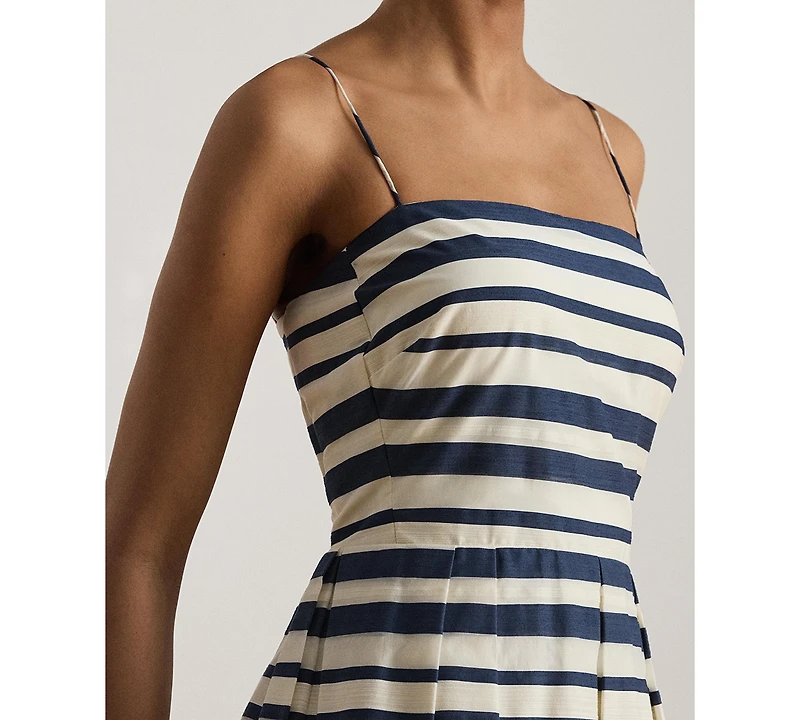 Lauren Ralph Women's Striped Satin Sleeveless Cocktail Dress