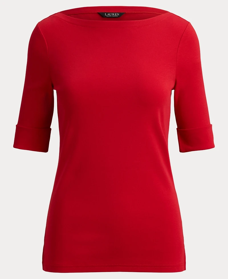Lauren Ralph Stretch Cotton Boatneck T-Shirt