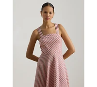 Lauren Ralph Women's Striped Square Neck Dress