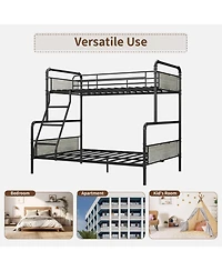 Gaomon Bunk Bed Twin Over Full with High Guardrail and Ladder, Convertible Metal Bunk Beds