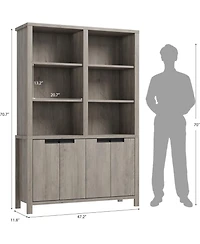 Gaomon Tall Bookshelf with Double Storage, 6-Tier Large Bookshelf, Wide Bookshelves w/ 12 Cubbies, Freestanding Bookcases for Livingroom