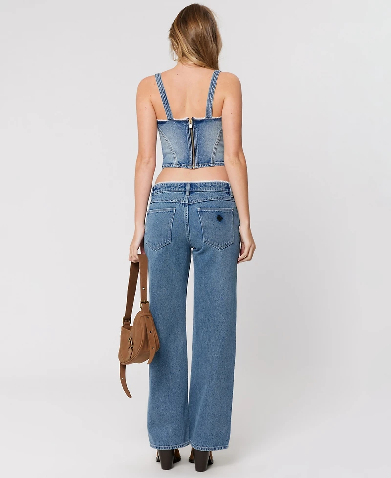 Abrand Women's Selena Lace Wide-Leg Baggy Jeans