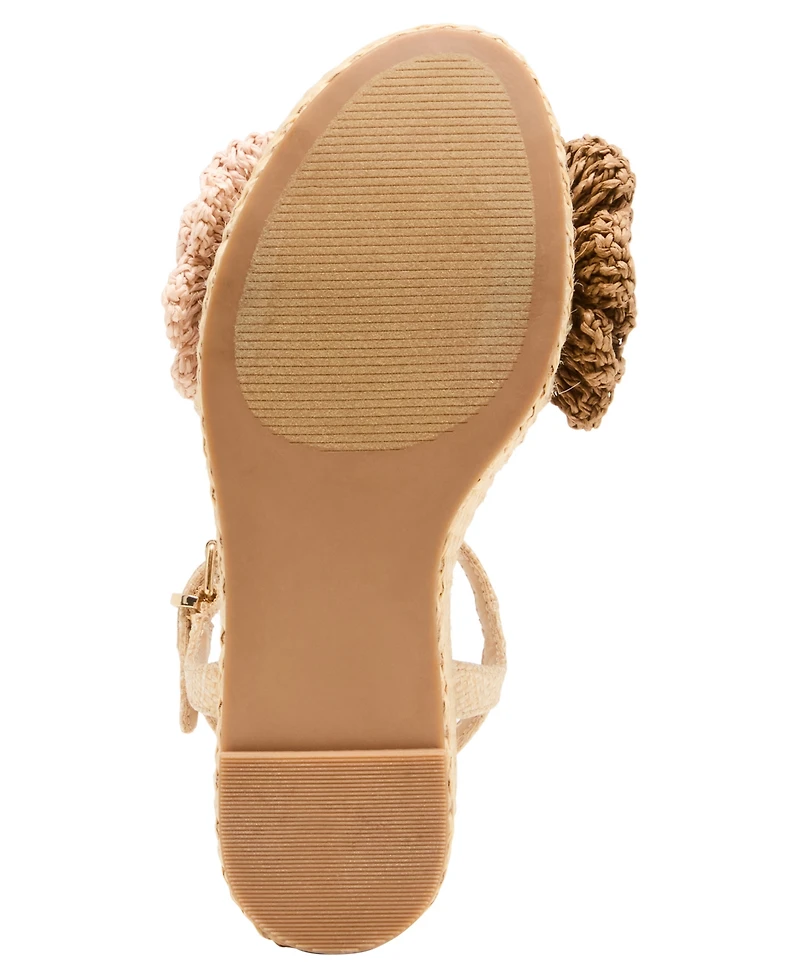 Madden Girl Women's Shore Raffia Flower Platform Wedge Sandals