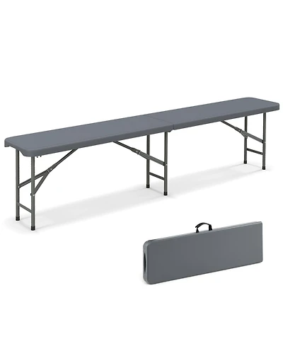 Mecale 6 ft Plastic Folding Bench with Carry Handle and Lock, Portable Seating
