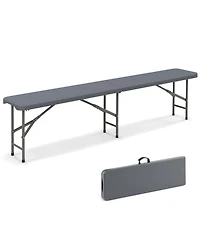 Mecale 6 ft Plastic Folding Bench with Carry Handle and Lock, Portable Seating