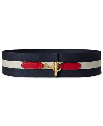 Lauren Ralph Striped Webbed Wide Belt