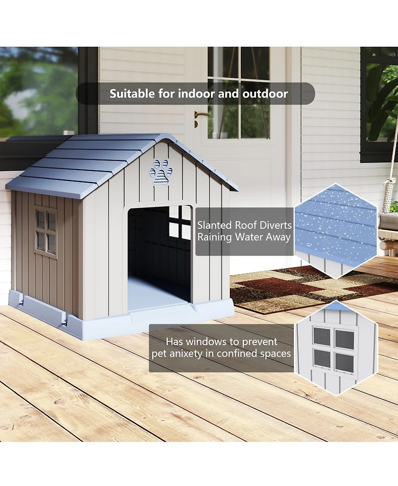 Decksplore 38 inch pointed dog house Spacious Indoor Outdoor Shelter with Removable Roof