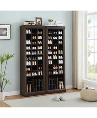 Homfan 10-Tier Freestanding Shoe Cabinet, 27 Cubbies and Tall Boots Storage, for Entryway, Hallway