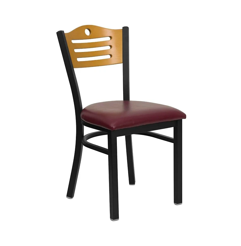 Emma+Oliver Slat Back Metal Restaurant Dining Chair