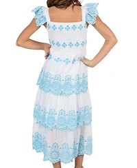 Rare Editions Girls' 7-16 Smocked Square Neck Dress