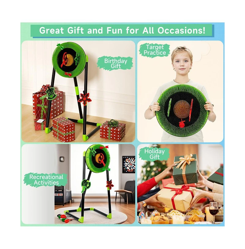 Bruce & Shark Axe & Dart Throwing Game Set with Target Board for Backyard Parties