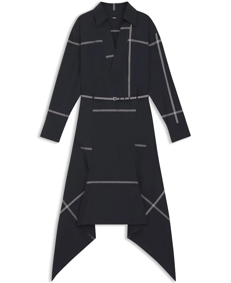 Boss by Hugo Women's Cotton Canvas Collared Shirt Dress